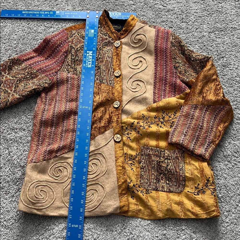 VTG Allure Tapestry Boho Patchwork Jacquard Velvet Button Front Jacket - Size 1X - Picture 6 of 7
